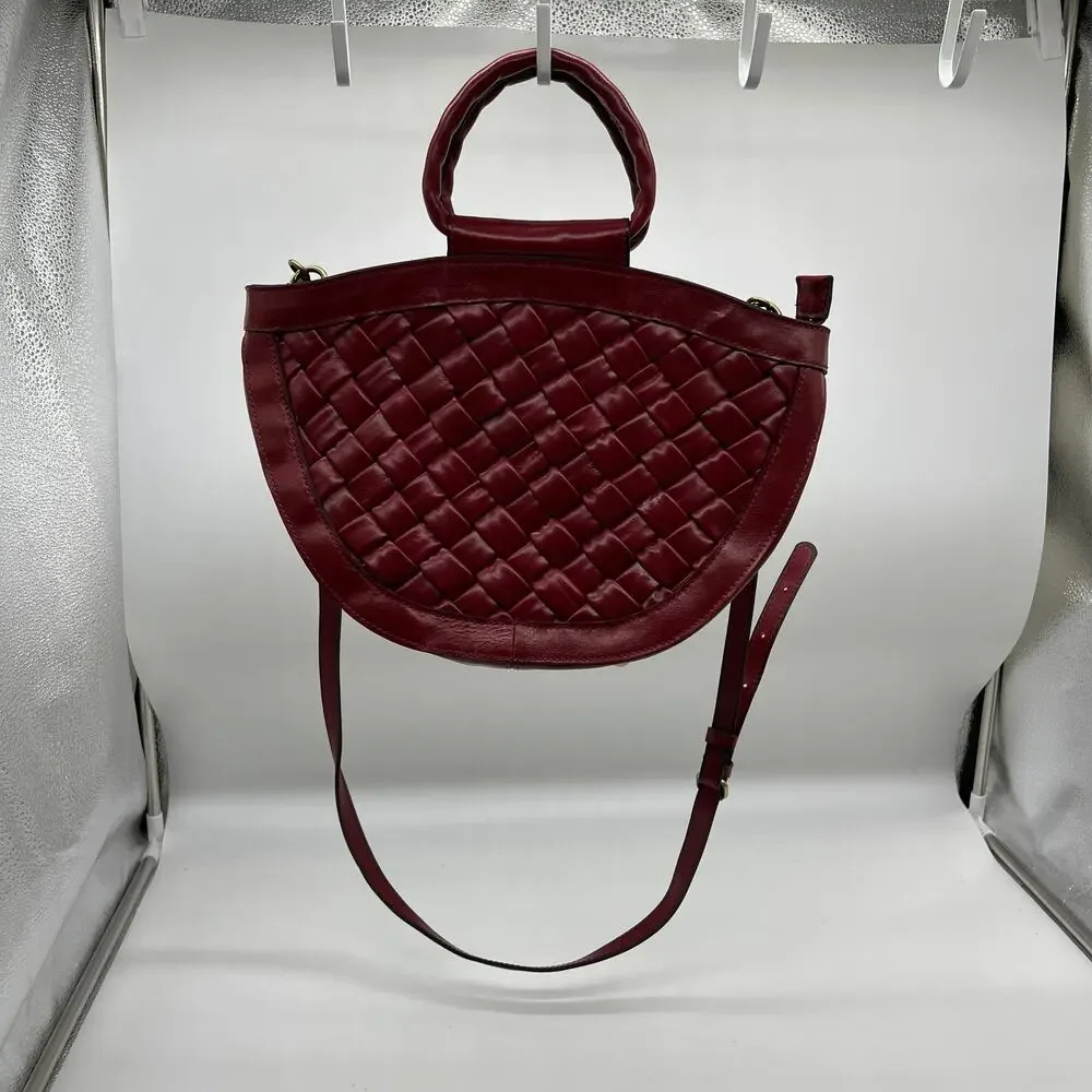 Patricia Nash Leather Ossi Satchel with Crossbody Strap Ruby Red
